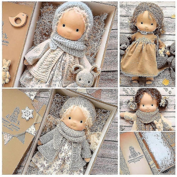 Pehmolelu Waldorf Käsintehty Pehmeä Täytetty Puuvillanukke Tyttö Kultaisilla Kiharoilla Hiuksilla Paras Lahja Lapselle Pehmokangas Kawaii