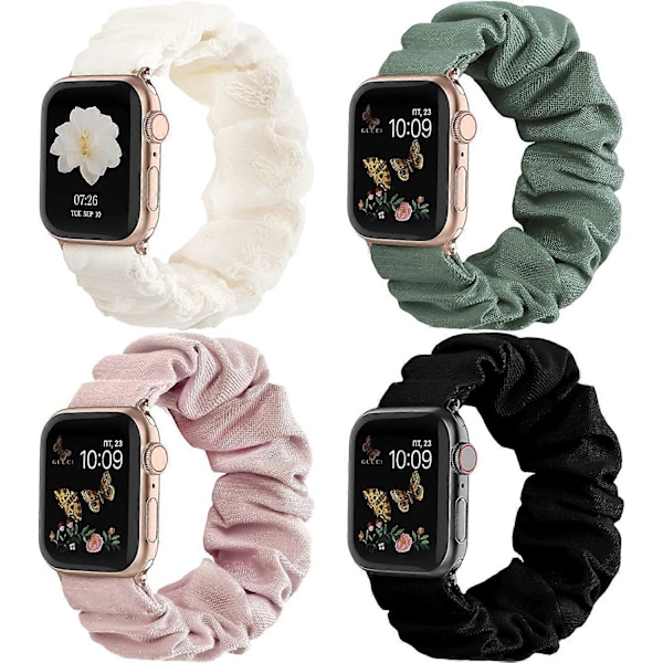 HeyteaYhteensopiva Apple Watch -rannekkeelle Scrunchie 38mm 40mm 41mm 42mm 44mm 45mm Söpö Painettu Joustava Solo Loop -ranneke Naisten Rannekoru iWatch Se:lle