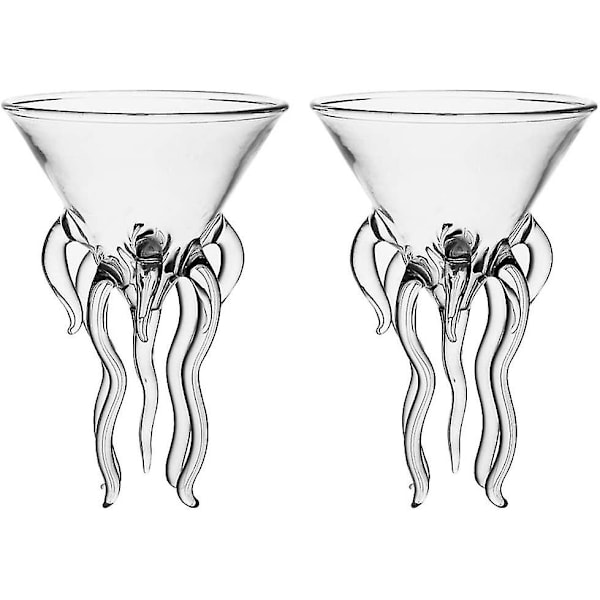 2 stk. Blæksprutte Cocktailglas Martini Vandmand Glas Vinglas Drikkevare Bar Bæger Værktøj