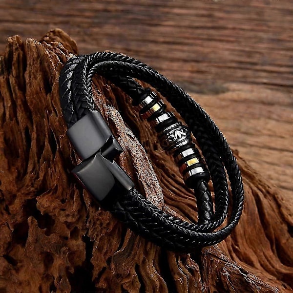 Til mit barnebarn flettet læderarmbånd Jeg vil altid være med dig Mænd Håndlavet flettet reb Justerbart armbånd Gave til barnebarn