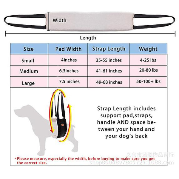 Hunde løfte sele (s), justerbar, hundestøtte og rehabiliteringssele, for funksjonshemmede gamle hunder