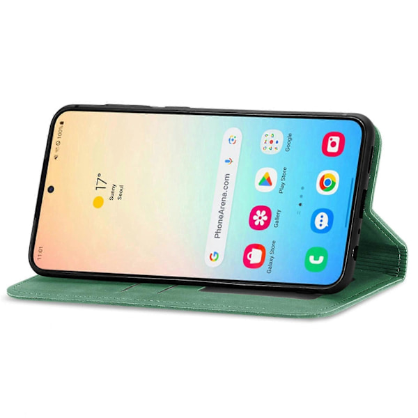 Retro Magnetiskt Läder Skal med Hudkänsla Green For Samsung Galaxy S25 5G