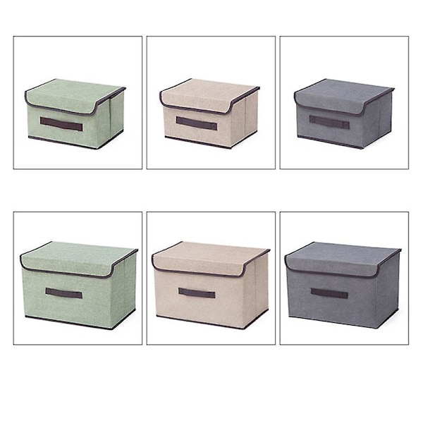 Foldbare Opbevaringskasser Opbevaringsbokse Med Låg Og Håndtag Opbevaring - Light Green - L