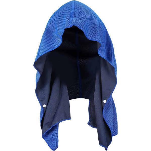 (mörkblå) Kylhandduk med huva för nacke och ansikte, kylhanddukar för sport, träning, camping, cykling