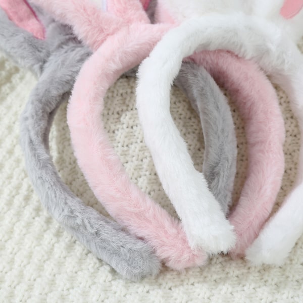 Easter Bunny Ears Headband - White, Pink and Gray - Fancy Dress