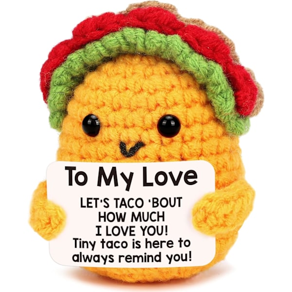 Pojkvän Jag Älskar Dig Presenter till Honom Henne Flickvän Fru Make Födelsedag Unika Presentidéer, Handgjord Virkad Positiv Taco Par Jubileum