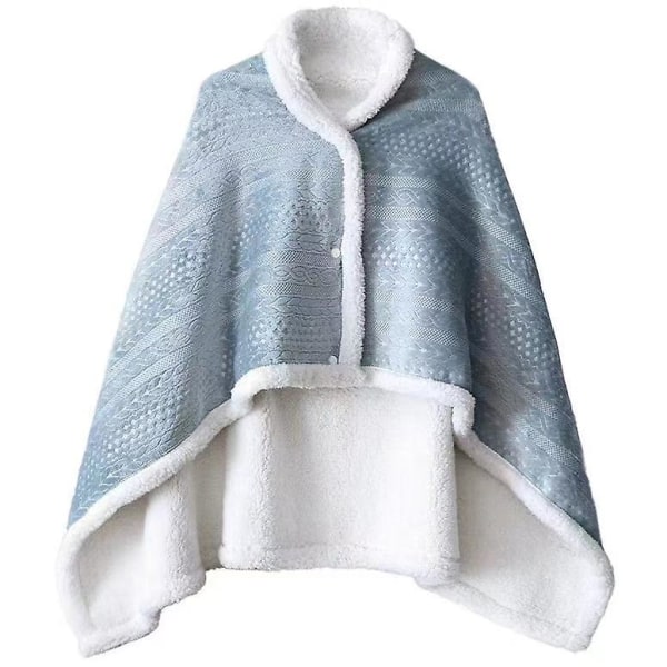 85 x 120 cm Women's Sweatshirt Plaid Fleece Shawl Ponchos and Capes Warm Winter with Buttons Solid Color Classic Blanket to Wear