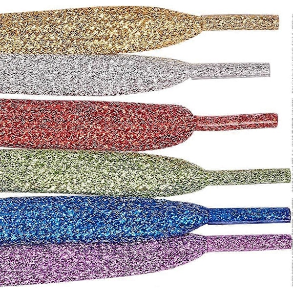 15 Par Glitter Snørebånd Flade Snørebånd Polyester Snor Flade Snørebånd (Tilfældig Farve)