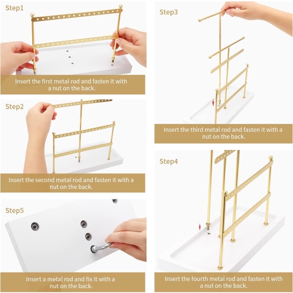 6-lags Smykkeudstillingsstativer med Træbakker, Smykker