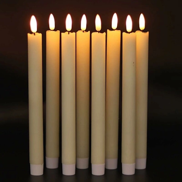 Set med 6 flimrande flamlösa kronljus med 10-knapps fjärrkontroll, batteridrivna, 3D-veke, fönsterljus av äkta vax, j