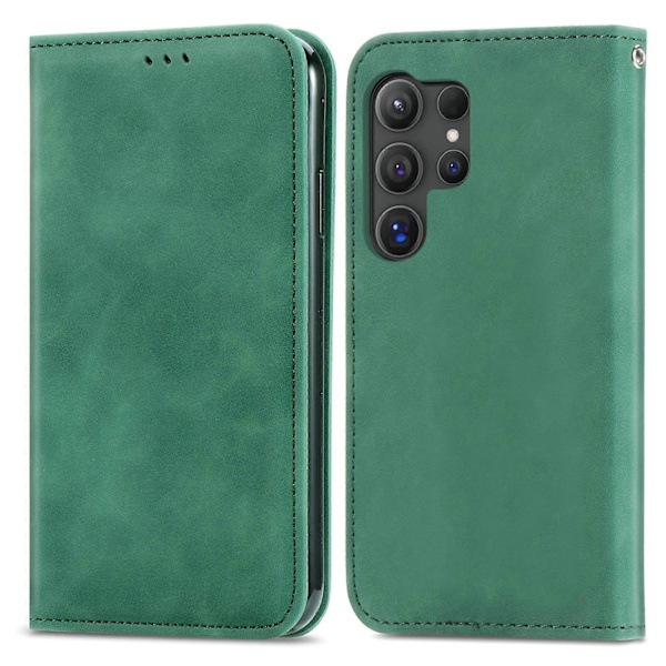 Retro Magnetiskt Läder Skal med Hudkänsla Green For Samsung Galaxy S25 Ultra 5G