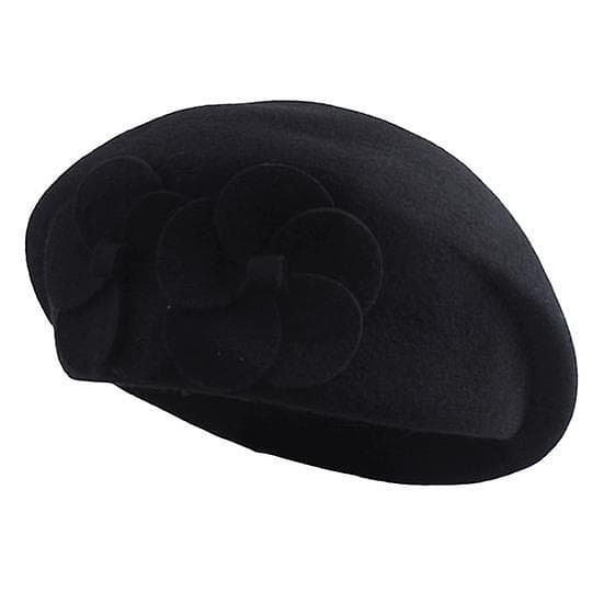 Fransk Hatt Elegant Köldtålig Stretchig Söt Höst Vinter Flickstil Basker för Dejting black