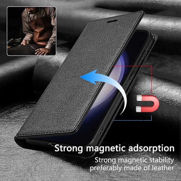 Til Samsung Galaxy S25+ Wallet Case Magnetisk Lukning PU Læder Telefon Cover - Sort Black