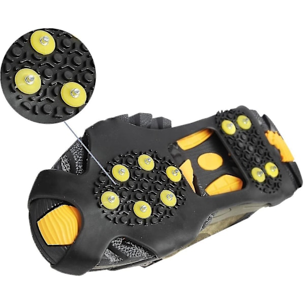 10-stud Universal Ice No Slip Snow Shoe Spikes Grips Cleats - L