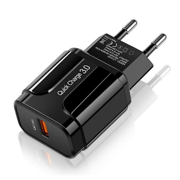 OLAF Qualcomm Quick Charge 3.0 USB Vegglader AC Hjemmelader Plugg Adapter - Svart