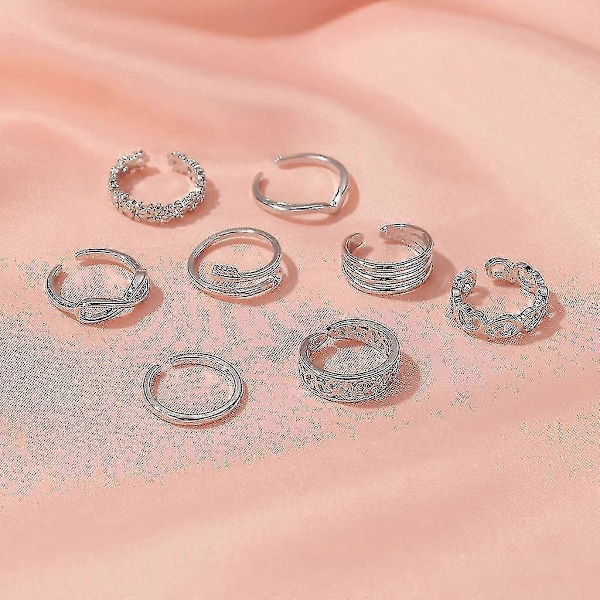 Tåringar i koppar för kvinnor, öppna tåringar, justerbar ring för lilltån Silver