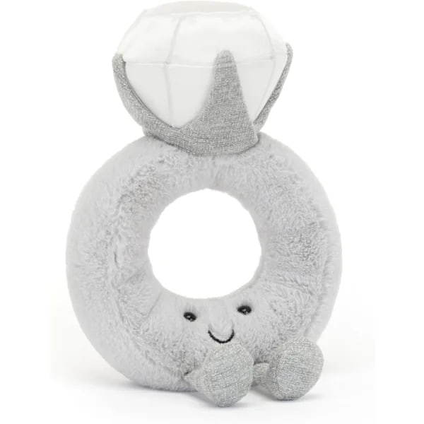 Jellycat Amuseables Diamant Ring Plyslegetøj, 20 cm | Vielsesring Plys | Forlovelses- og Bryllupsgave