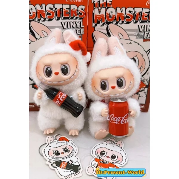 The Monsters Spännande Macaron Plyschdockor Figur Leksaker Blind Boxes Autentisk POPMART The Monsters Labubu Coca-Cola