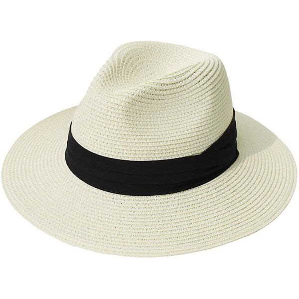 Dame Panama Hat Sommer Solhat Halm Hat Strand Hat Anti-UV UPF 50+