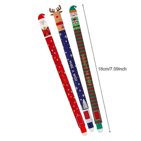 3 stk. Jule Viskelæder Gel Pen Få Fejl til at Forsvinde Julemand Rensdyr Børne Design Viskelæder Pen til Tegning Skrivning 3pcs