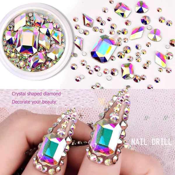 2500 st Nail Art Rhinestones Kit, 3D Mix Nail Art Rhinestones Kristaller 12 Sorter 300 Specialformade Diamanter + 2200 Nail Rhinestones för Akrylnaglar med