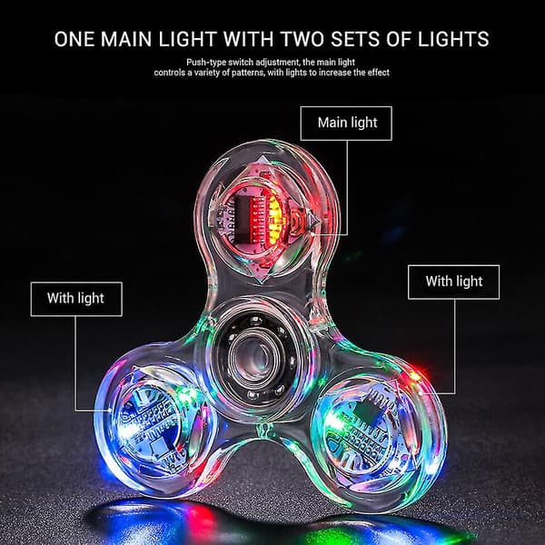 Klar LED Lysende Fidget Spinner Leke - Stressreduserende Leke for Barn og Voksne