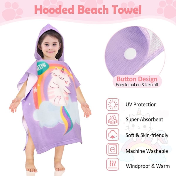 Børne badeponcho Børne badehåndklæde Strandhåndklæde Pige Drenge Badekåbe Superabsorberende Hurtigtørrende Hætteponcho Surfponcho Badekåbe til baby 2-6 år