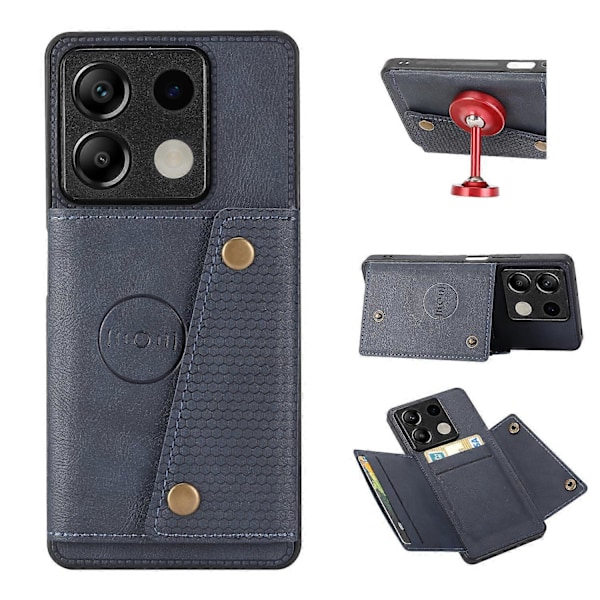 För Xiaomi Redmi Note 13 5G Fodral PU Läder+TPU Anti-fall Telefonskal med Korthållare Style B