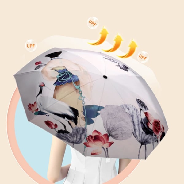 Solparaply til Kvinder UV Beskyttelse Paraply Dame Foldbar Paraplyer Lille Letvægts 210T 8 Ribber Parasol