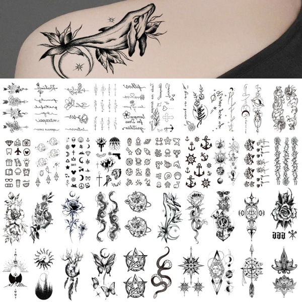 40 ark Lille vandtætte midlertidige tatoveringer, månestjerner