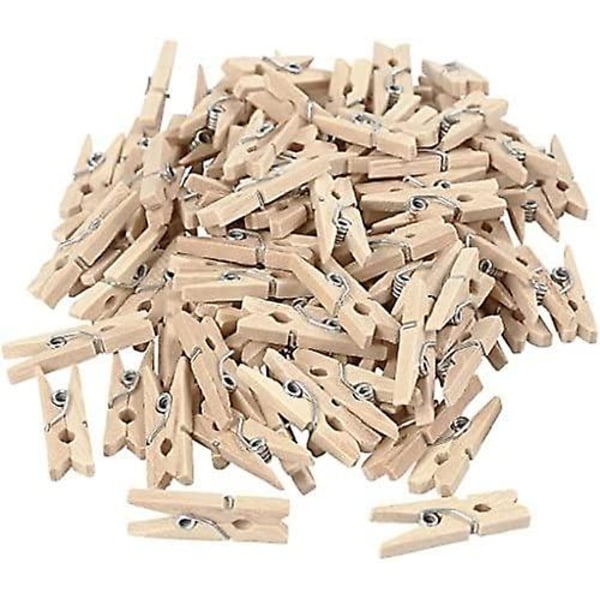 100 pcs 25mm Mini Natural Wooden Clothes Pegs Photo Paper Clothespin Clip Size 25*3mm