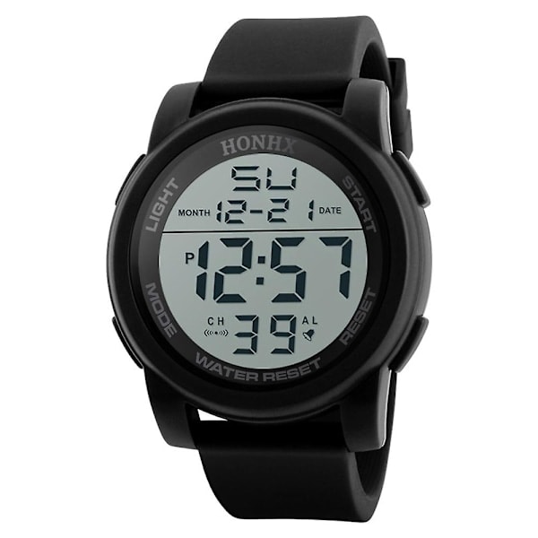 Luksuriøst herreur analogt digitalt militær sports LED armbåndsur Sort