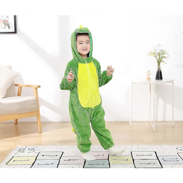Tonwhar Spædbarn Tiger Dinosaur Dyre Udklædning Kostume Hætte Romper Jumpsuit Green Dinosaur 100