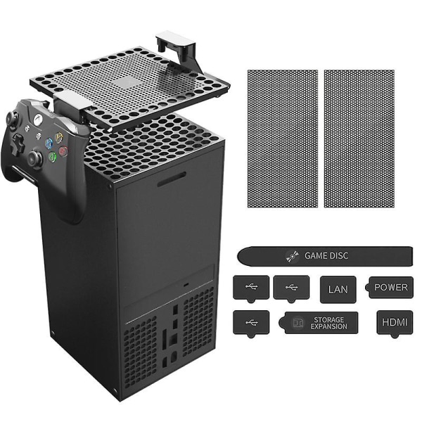 Dust Cover Controller Mount Compatible with Xbox Series X - 2 in 1 Game Accessories with Dust Filter Cover Compatible with XSX Console and 2 Holder Ha