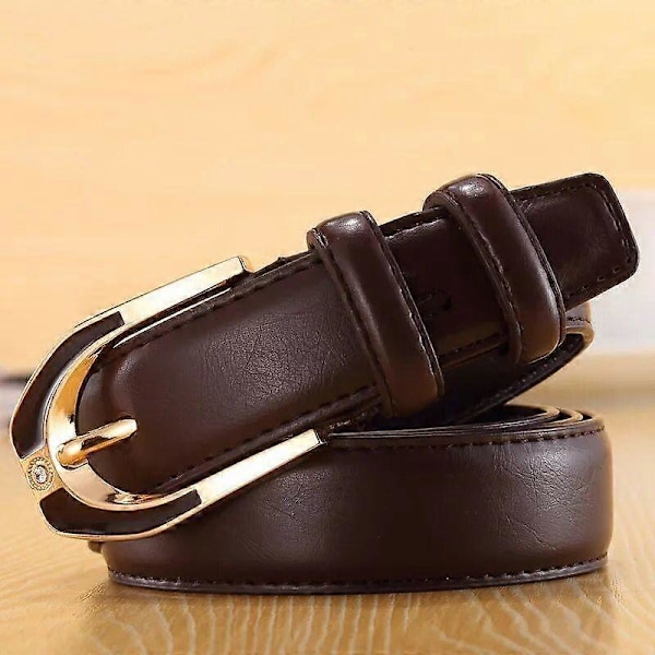 Dame Læder Nålespænde Bælte Mode Damer 3.0 Fint Buksebælte Candy Farve dark brown 115cm