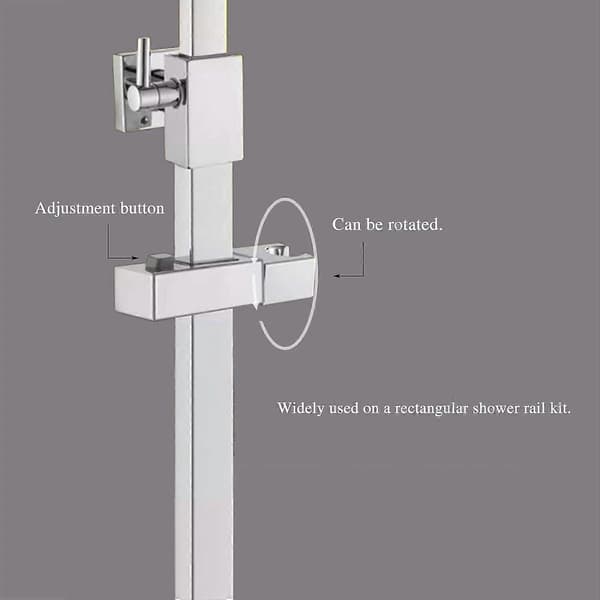 Skyvbart dusjhodeholder for rektangulær 18*30mm skinne, firkantet utskiftbar håndholdt dusjhodeholder, ABS krom dusjhodeholder for bad (sølv)