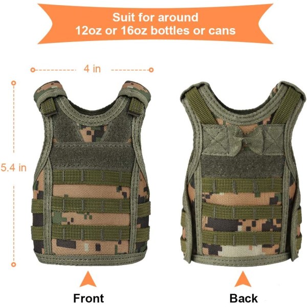 Tactical Mini Beer Veste, 2 Pack Molle Beer Jacket Camouflage