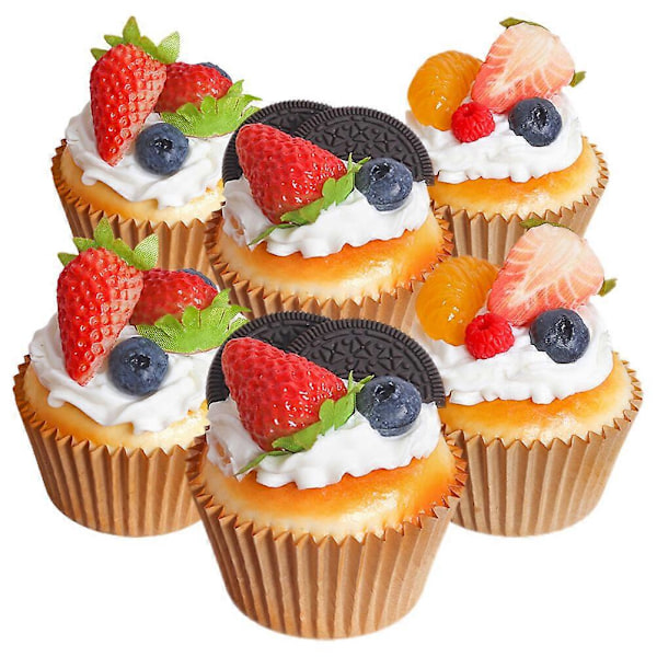 6 stk. Kunstig Kagemodel Falsk Kage Rekvisit Realistisk Dessert Kagemodel Butiksvindue