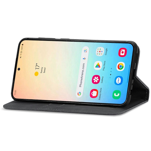 Retro Magnetiskt Läder Skal med Hudkänsla Black For Samsung Galaxy S25+ 5G