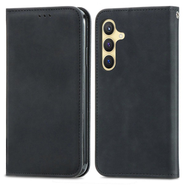 Retro Magnetiskt Läder Skal med Hudkänsla Black For Samsung Galaxy S24+ 5G