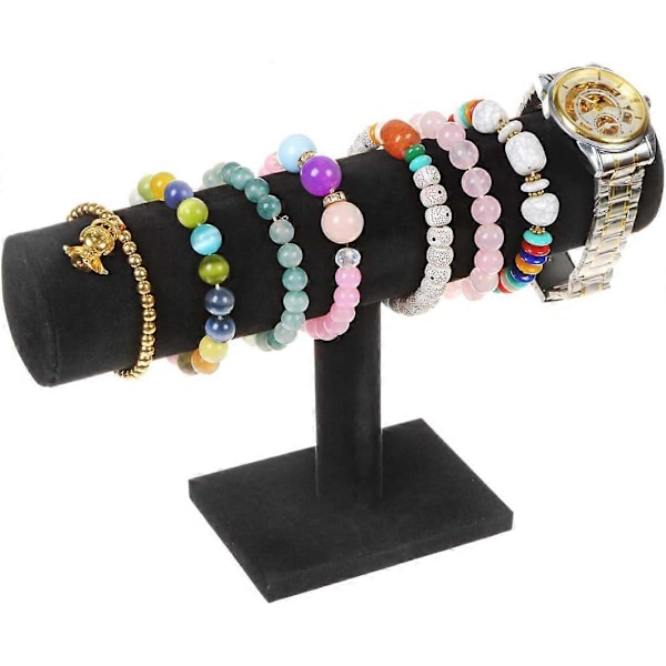 Svevende T-Bar Armbånd Halskjede Øredobber Armring Anheng Ankler Tårn Klokke Nøkkel Smykke Display Stativ for Hjemmeorganisering (Sort Fløyel) Black