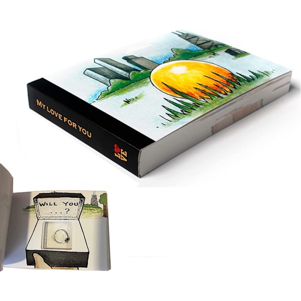 Luova kosinta Flipbook, piilota sormuksesi luovaan kosintaan ja tunnustukseen - A