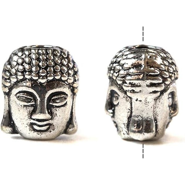 40 stk. Legering Buddha Hoved Perler Små Spirituelle Metal Perler Til Smykkefremstilling Håndværk (Antik Sølv)