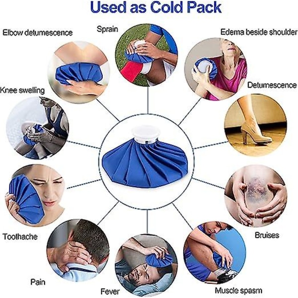 Size 11", 6", 9.4", 3 Pieces, Blue Reusable Injury Ice Bag, Hot and Cold Therapy Pain Relief Ice Pack with Cover, Elastic Breathable No Leak Ice Bag .