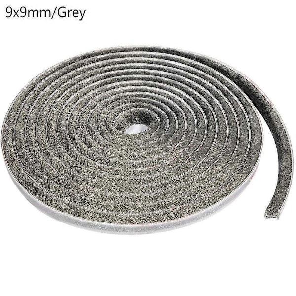 Vindtät Dörrlist Tejp Borste Tätningslist Dörr- och Fönstertätning Självhäftande grey 9x9mm