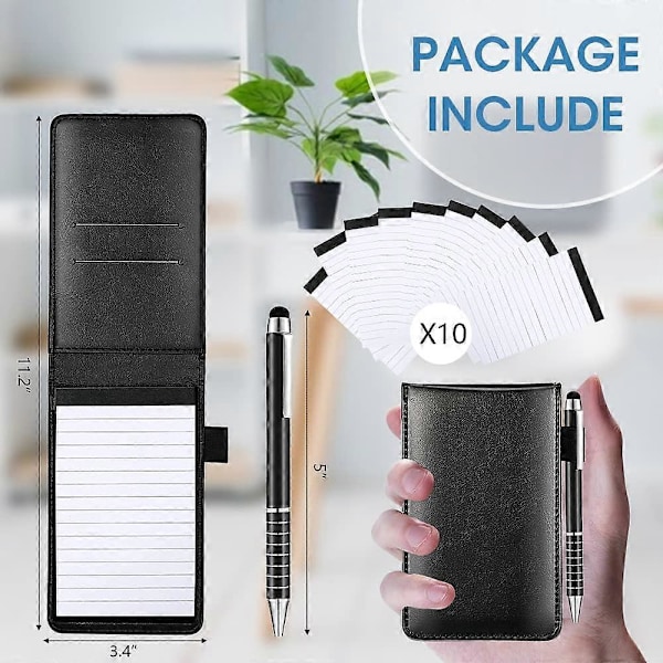12 stk. Små Lomme Notesblokke Holder Sæt Mini Lomme Notesblok Holder med 10 stk. 7,6 cm x 12,7 cm Mem