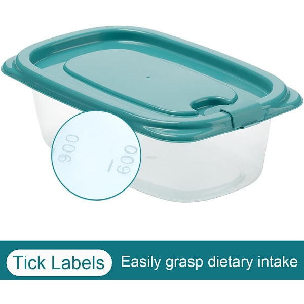 Rektangulära Portioneringslådor i Plast med Lock Matförvaringsbehållare Matlådor med Lock BPA-Fria Lufttäta Läcksäkra 830ml 3PCS