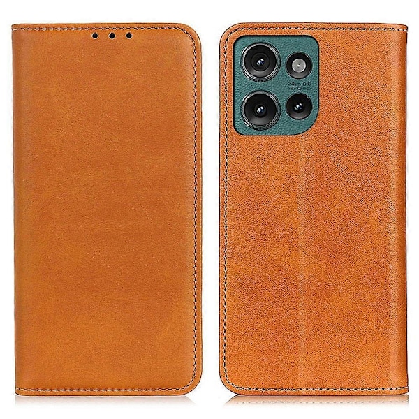 Til Motorola Edge 50 Neo 5G Etui Split Læder Flip Wallet Telefon Cover - Brun Brown