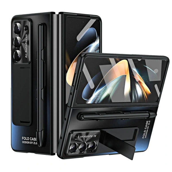Galaxy Z Fold 5 Etui med S Pen og S Pen-rum, Indbygget skærmbeskytter og Stativ til Samsung Galaxy Z Fold 5 Sort