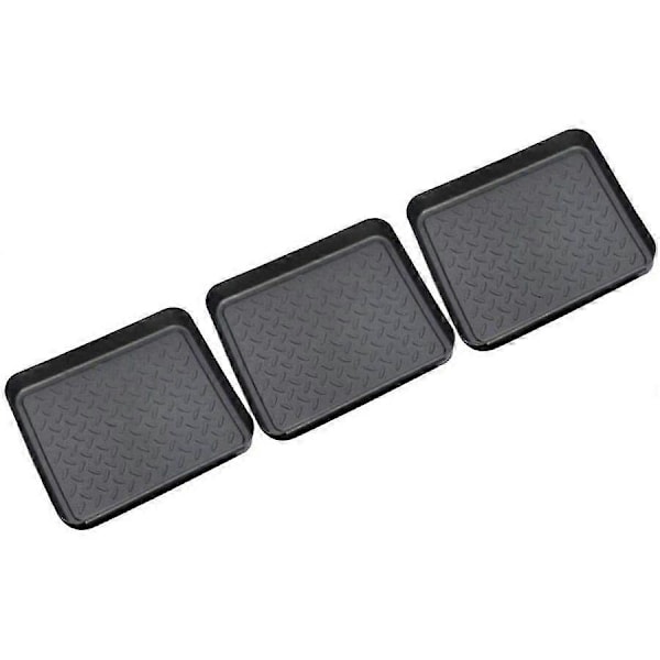 Sett med 3 skohyller, dryppbrett for sko laget av plast, liten skomatte, dryppmatte, hylle, skobrett, dryppbrett, 35x27x3 cm